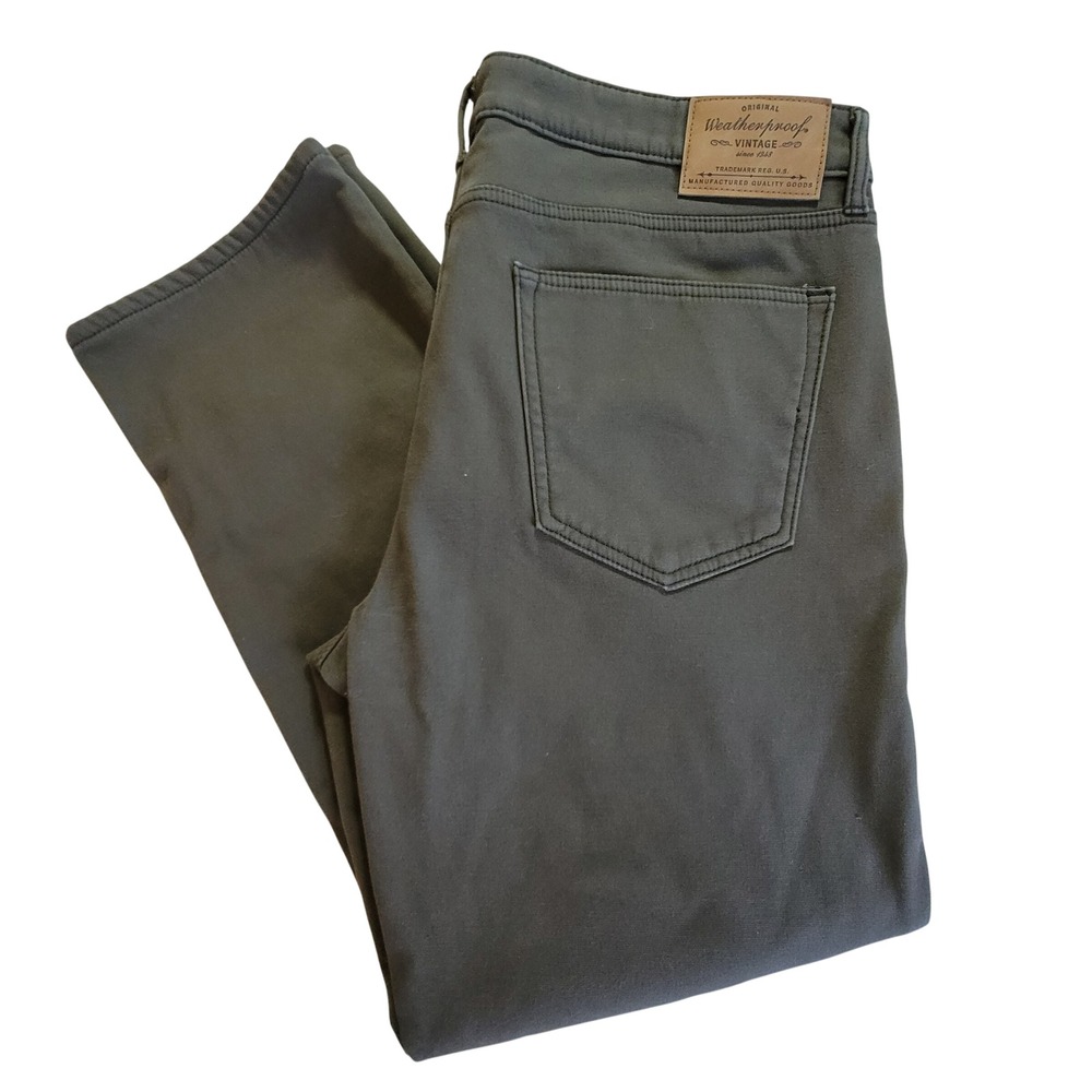 Weatherproof Vintage Fleece Lined Pants Mens 38x32 Olive Green Regular Fit
